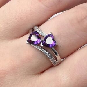 Purple Women's Elegant Double Heart Ring